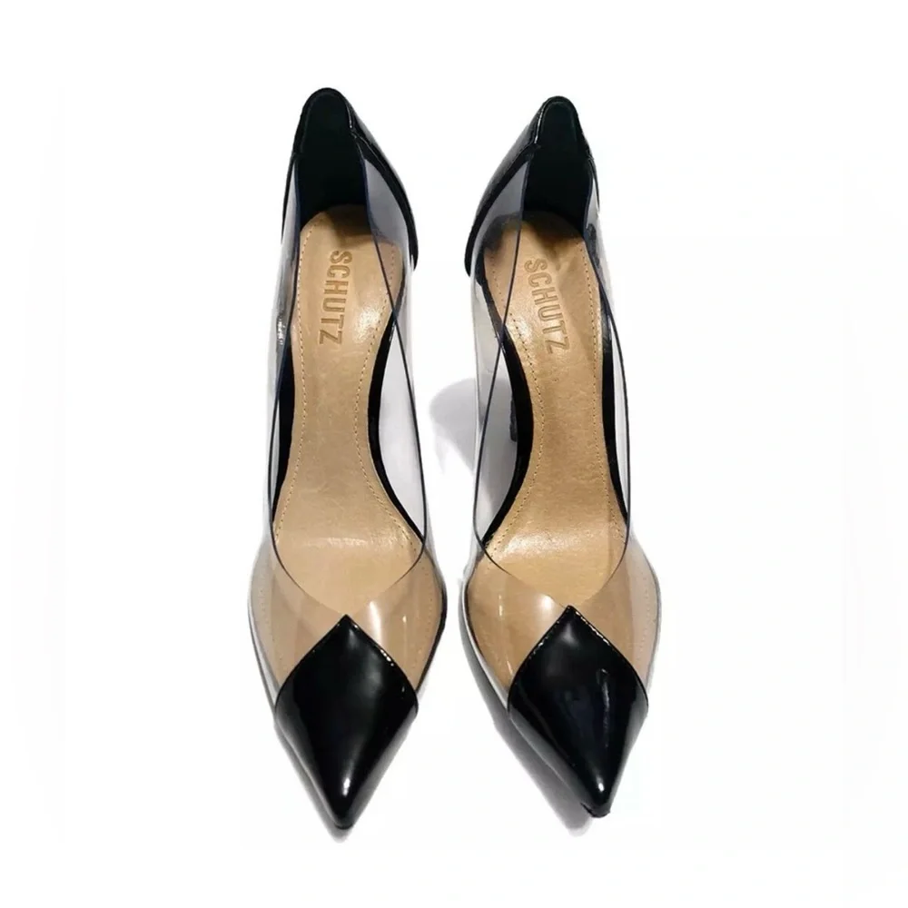 SCHUTZ Cendi Heel in Transparente & Black Women's Heels 6.5 - Picture 2 of 16